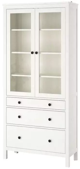 Шкаф-витрина с 3 ящиками HEMNES дизайн 2