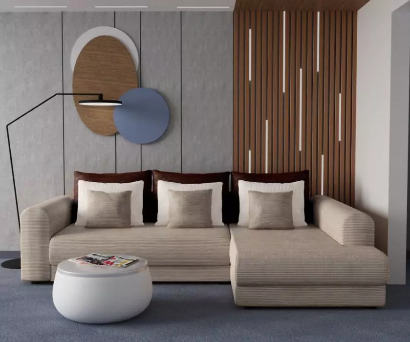 Угловой диван Мэдисон (Модена) Люкс дизайн вельвет бежевый