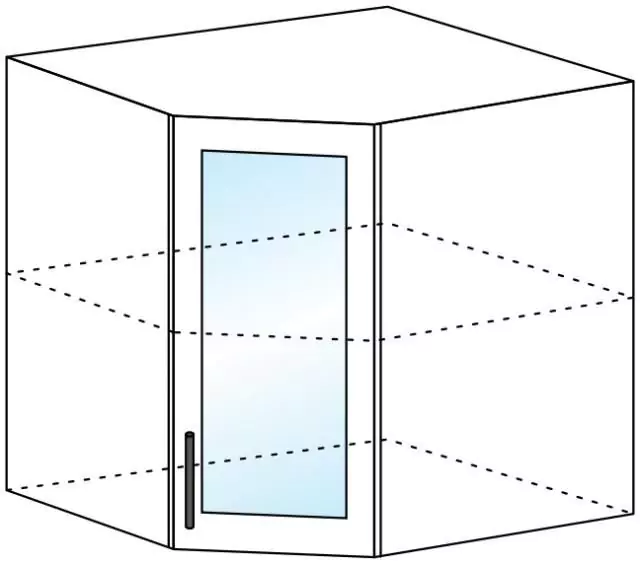 Шкаф верхний угловой со стеклом ШВУС 557х557 арт153