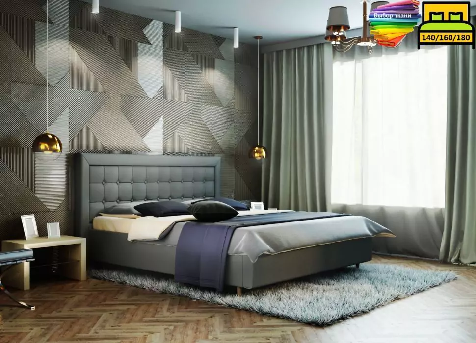 Кровать двуспальная Афина с подъемным механизмом дизайн 16