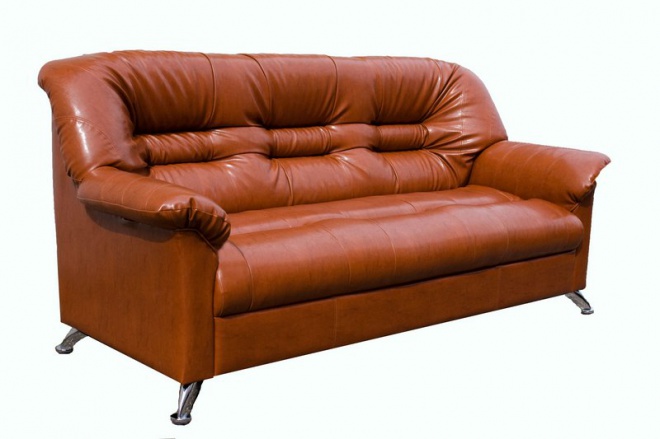 Кожаный прямой диван Честер коричневый
