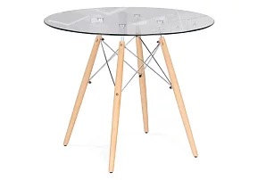 Стол стеклянный PT-151 80х80х76 clear glass / wood
