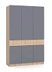Шкаф в гостиную Бас Град ШК-1500 дизайн 2 (дуб крафт золотой/серый графит), Серый