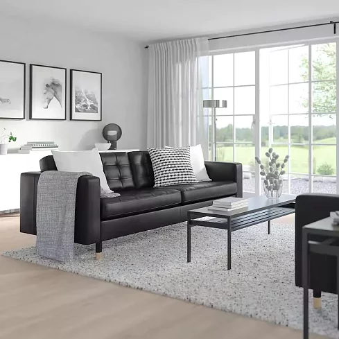 Кожаный диван 3-местный Морабо, Черный