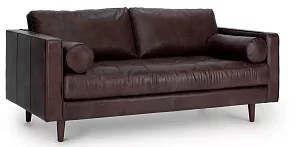 Прямой кожаный диван Жаклин 2 Мини (Сканди) Без механизма 