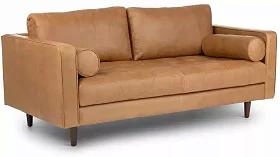 Прямой кожаный диван Жаклин 2 Мини (Сканди) Без механизма 