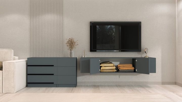 Комплект в гостиную Бастион 1.5 м, Графит